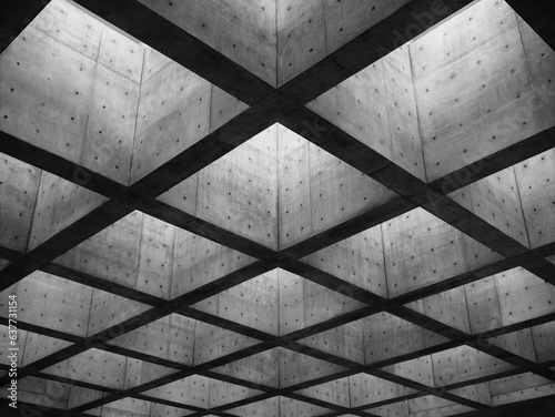 Fototapeta Cement panel ceiling square block pattern Lighting Architecture details