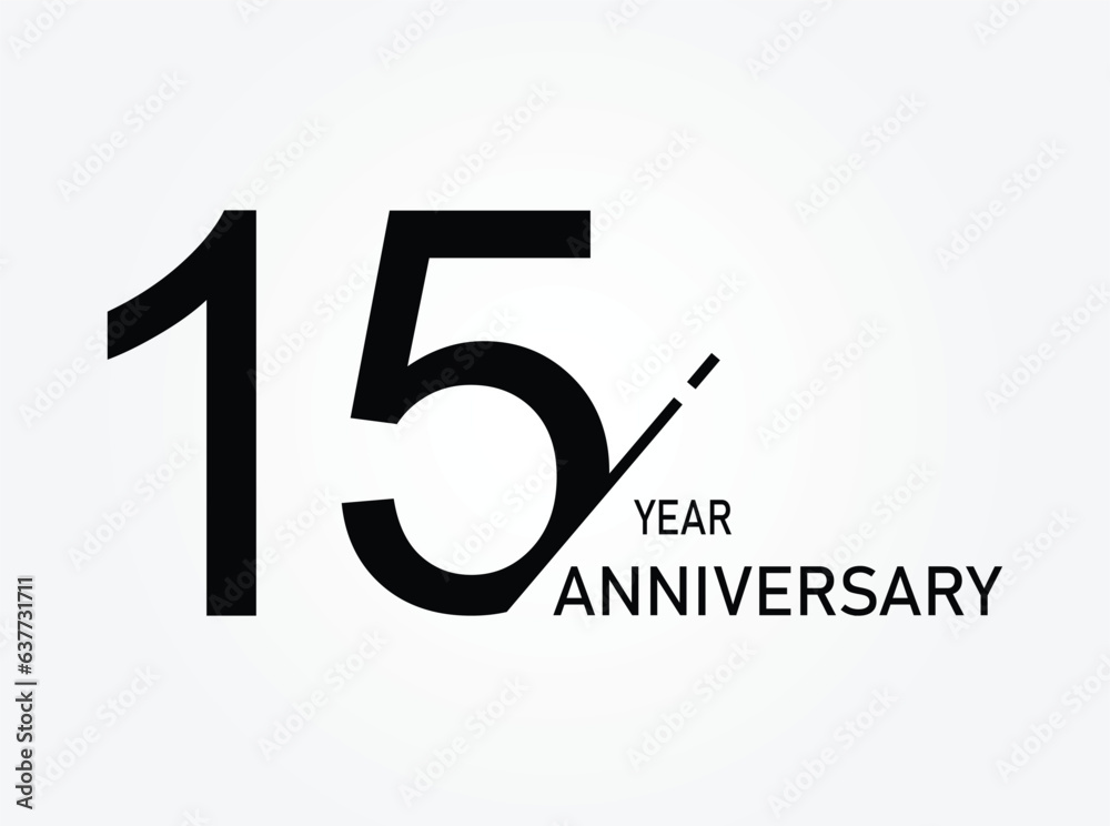 15 years anniversary logo template isolated on white, black and white background. 15th anniversary logo. 15 years anniversary logo template isolated on white, black and white background. 15th anniversary logo.
