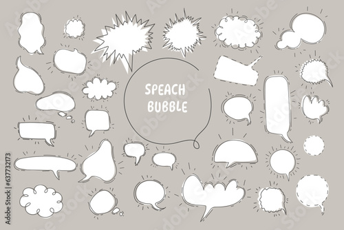 Big set of speach bubble on gray background. Vector
