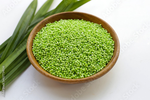 Small tapioca pearls, pandan sago seeds photo