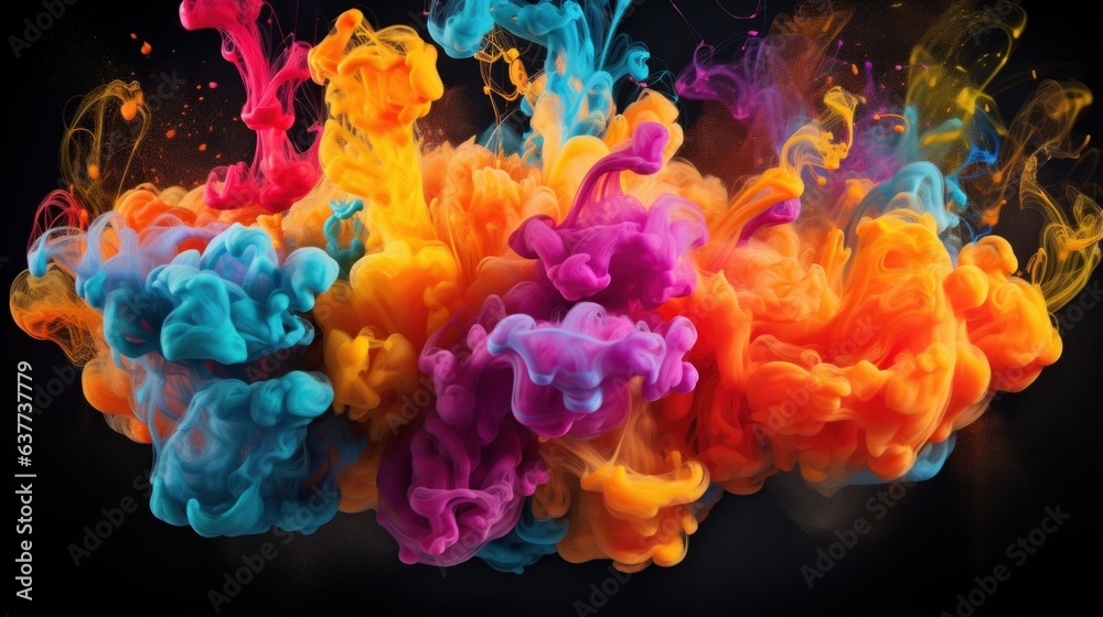 Burst of colors from mixing chemicals | generative AI