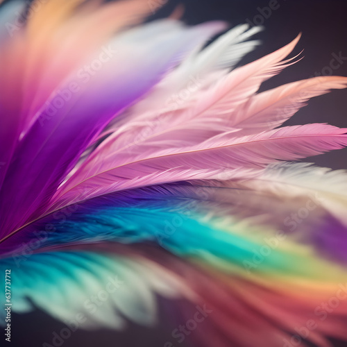 Rainbow feathers background.  Template. Beautiful. Elegant. Christmas  New Year  Valentine  Mother s Day. Generative art.