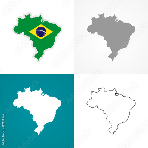 Brazil flag and maps template. Vector design.