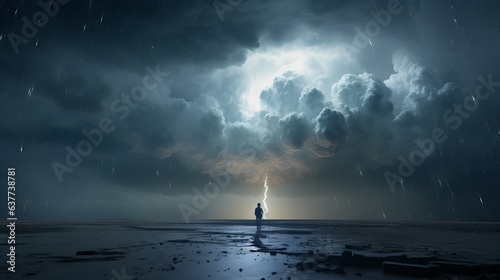 monsoon inverted in to space, photograph, cinematic lighting, lightning in the night photo