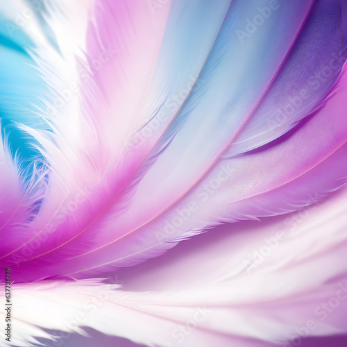 Pink and white feathers background. Template. Mock up for showcase product. Generative ai art.