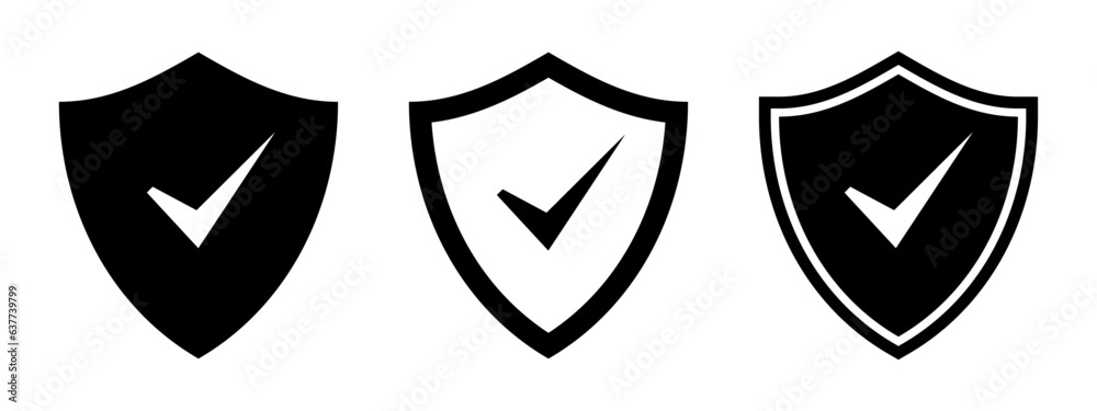 Premium security shield icon set, security shields logotypes with check ...