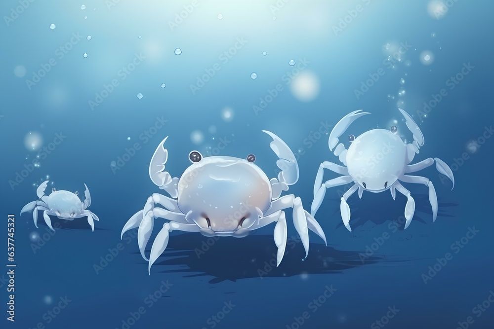 Fototapeta premium blue crab on a blue background made by midjourney