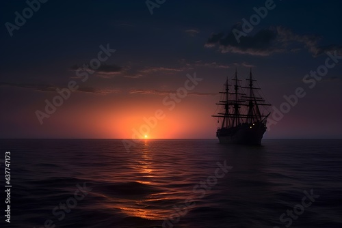ship in the sunset made by midjourney © Teo