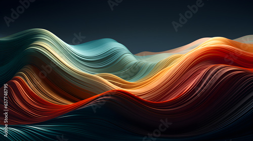 Abstract background of mountains made of silky waves of coloured fabric