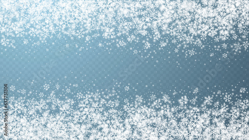 Vector background of snowflakes and snow flakes with free space in the center.