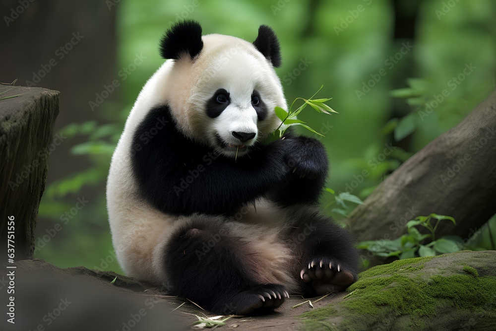 giant panda eating bamboo made by journey
