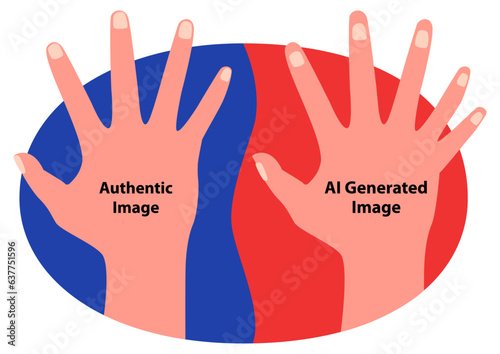 Clip art presenting a contrast between the original image and a distorted AI glitch version. Depicting unintended technological malfunctions leading to an unappealing distortion