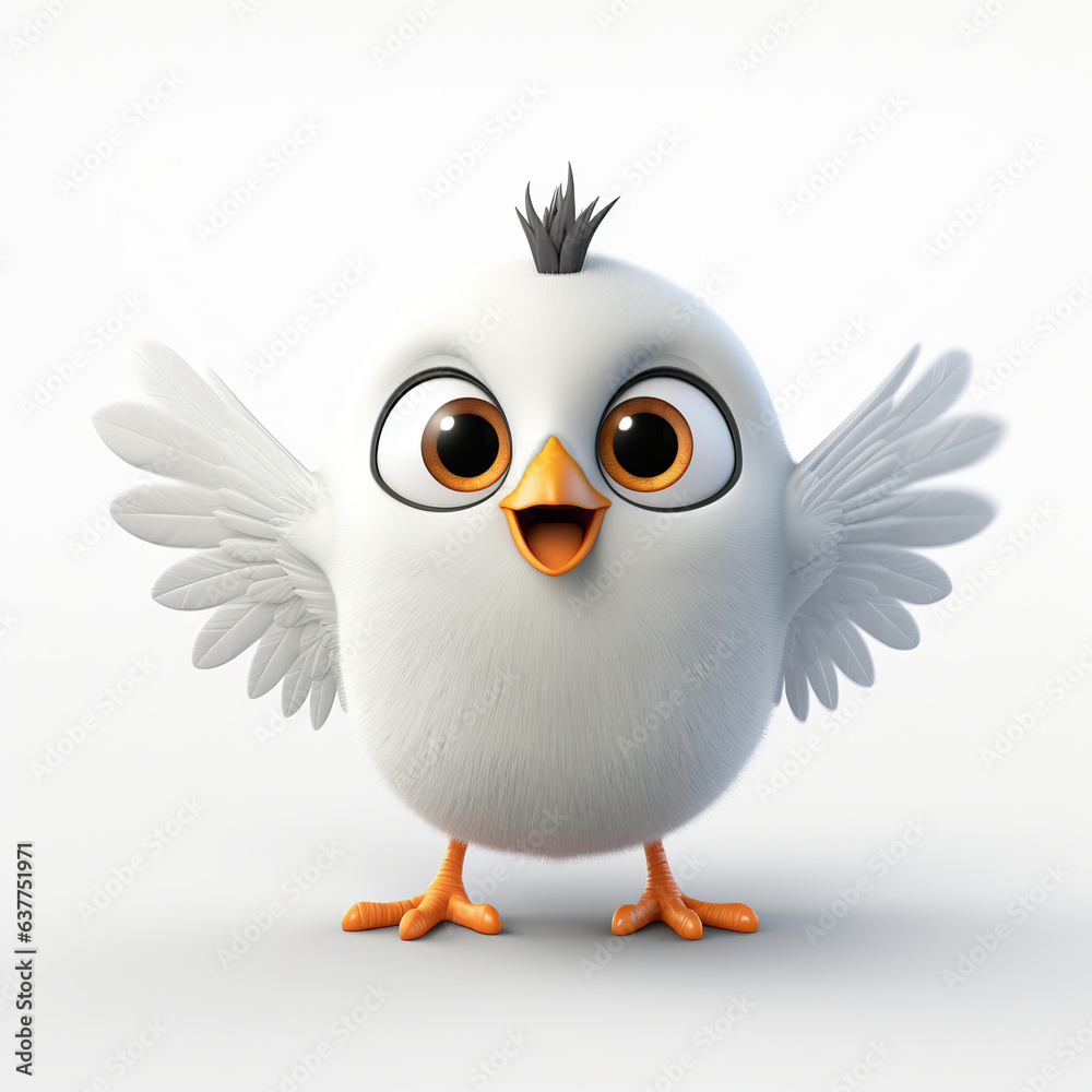 Obraz premium White Bird in 3D style. Generative AI