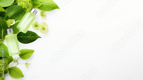 Weight loss concept with green organic products on white background