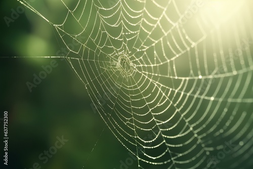 spider web with dew drops made by midjourney