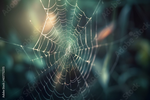 spider web with dew drops made by midjourney