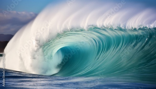 A dynamic of a wave breaking showing all the beauty and power of surfing