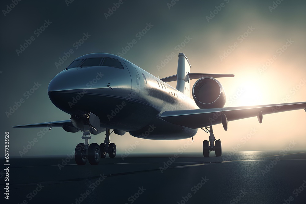 Fototapeta premium airplane at sunset made by midjourny