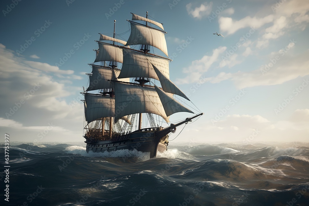 Fototapeta premium ship in the sea made by midjourney