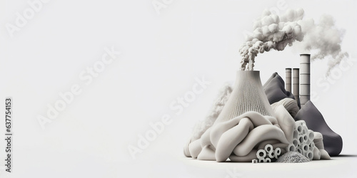 Dirty waste textile industry. Environmental pollution. Industrial pollution.