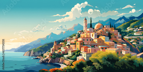 Amalfi coast scenery Italy beautiful, presentation pictures, Illustration, Generative AI