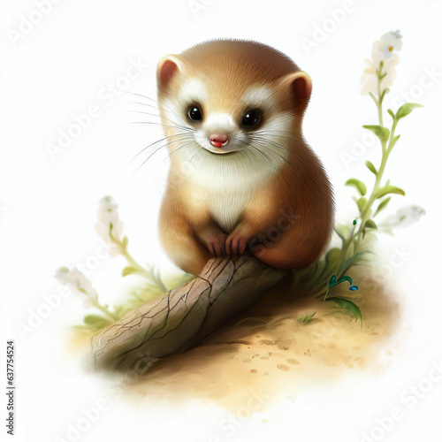 Digital illustration of a young Least Weasel photo