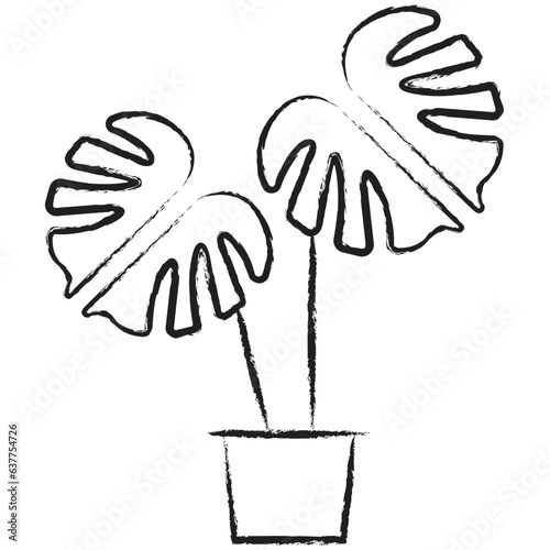 Hand drawn Monstera Deliciosa plant icon