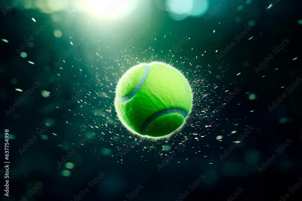 Tennis ball in the shot. Banner with free space for text. Sport and healthy lifestyle concept. Playing tennis