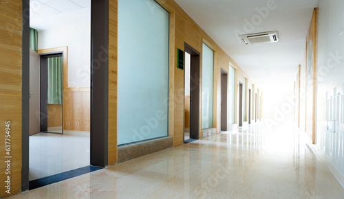 Empty long corridor in the hospital