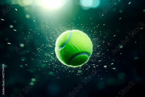 Tennis ball in the shot. Banner with free space for text. Sport and healthy lifestyle concept. Playing tennis © Uliana