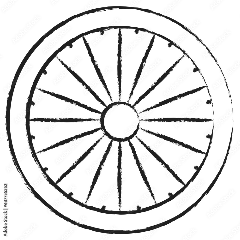 Fototapeta premium Hand drawn Dharma Wheel icon