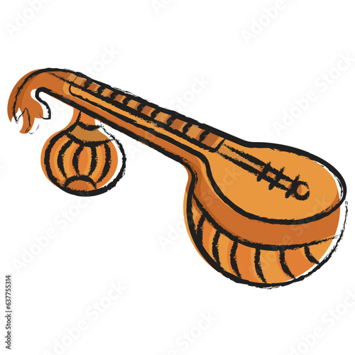 Hand drawn Veena icon