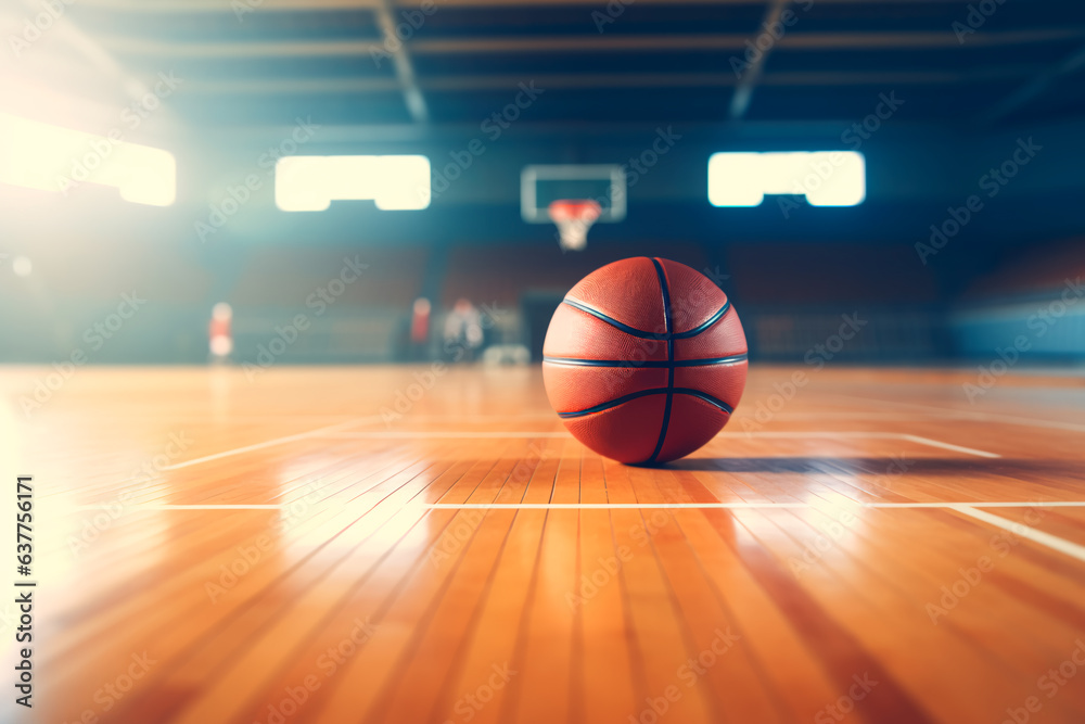 Basketball on the basketball court with space for text. Sport and healthy lifestyle concept. Playing basketball Basketball on the basketball court with space for text. Sport and healthy lifestyle concept. Playing basketball