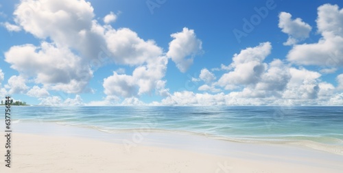 the beach, the sun shines while clouds hover above