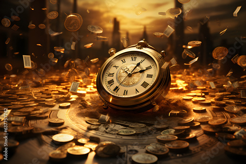 Time is Money Symbolism, Clock and Falling Money