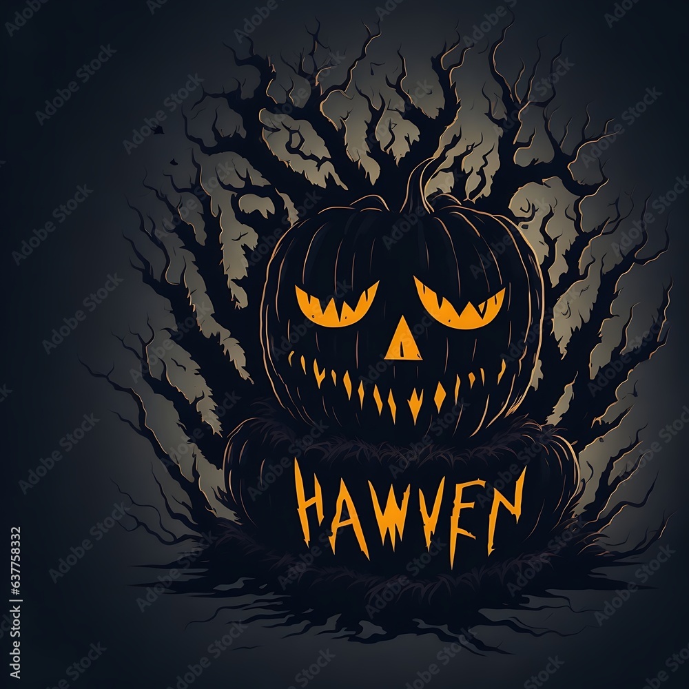 Halloween horror background with halloween horror pumpkin with dark night
