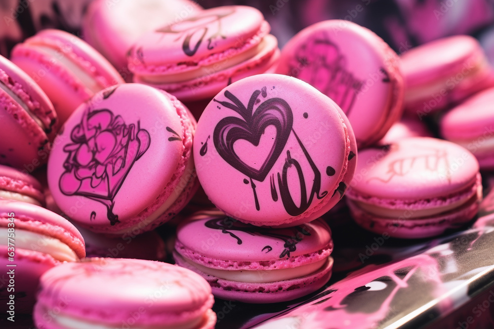 Pink valentine's day macarons - Generative AI Pink valentine's day macarons - Generative AI
