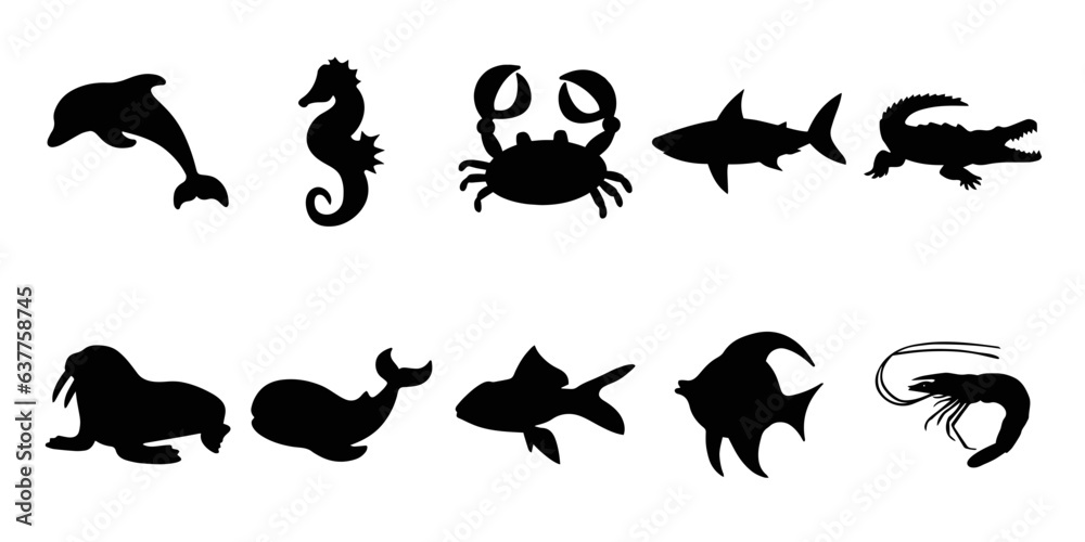 Fototapeta premium Water Animals Silhouette