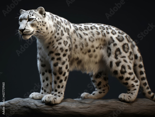 Snow leopard Irbis - Black background