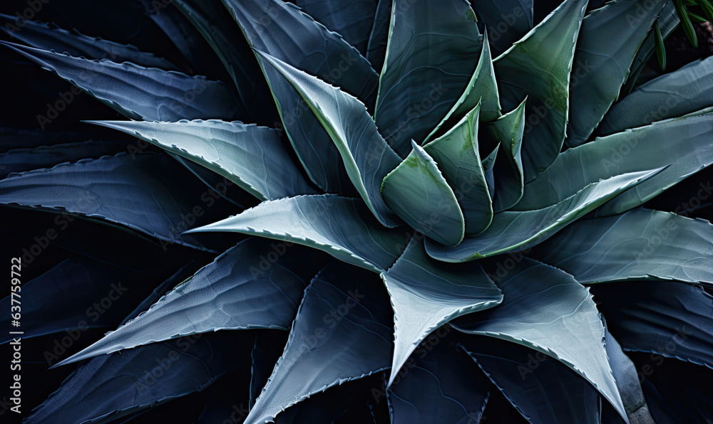 Tropical succulents wallpaper. Textured blue agave banner. For postcard, book illustration. Created with generative AI tools Tropical succulents wallpaper. Textured blue agave banner. For postcard, book illustration. Created with generative AI tools