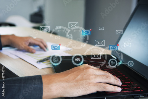 Businessman Using Performance Checklist for Online Survey and Evaluation - stock photo