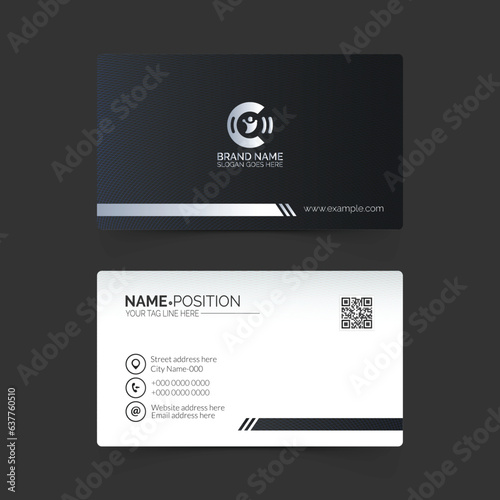 Professional dark and white business card layout