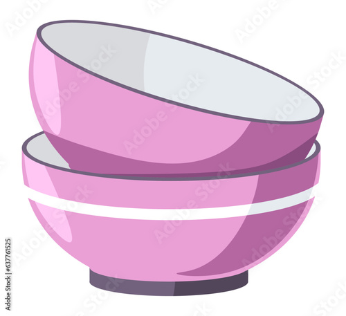 Cups or plates, empty dishes kitchenware vector