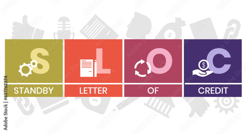 SLOC - Standby Letter Of Credit acronym. business concept background. vector illustration concept with keywords and icons. lettering illustration with icons for web banner, flyer, landing page