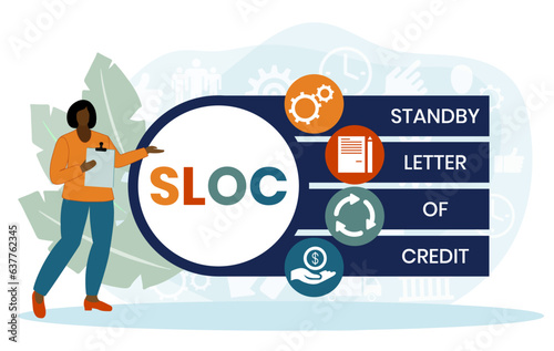 SLOC - Standby Letter Of Credit acronym. business concept background. vector illustration concept with keywords and icons. lettering illustration with icons for web banner, flyer, landing page