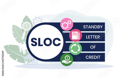 SLOC - Standby Letter Of Credit acronym. business concept background. vector illustration concept with keywords and icons. lettering illustration with icons for web banner, flyer, landing page