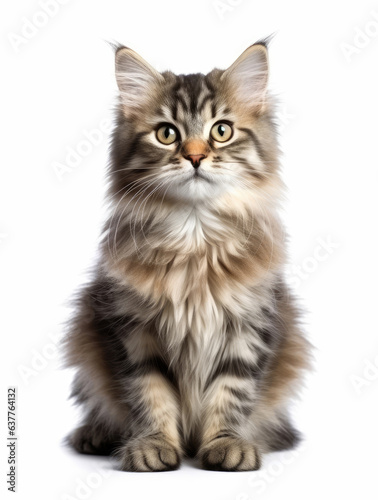Photo of a Siberian cat isolated on a white background © Artemiy