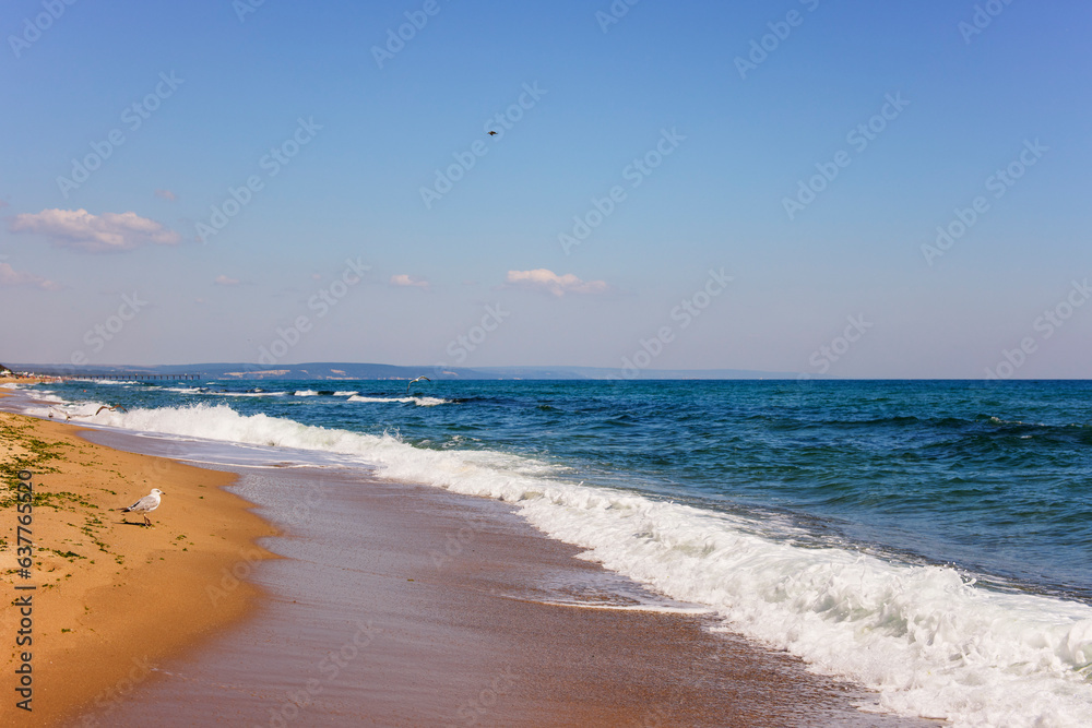 landscape with the shore of the Black Sea in Bulgaria on a summer day.
