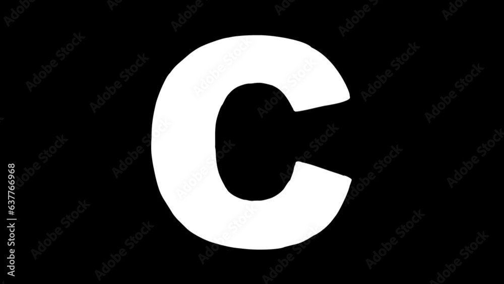 C letter big forming cartoon animation. Compatibile part of alphabet serie. Hand drawn bold educational style for children. Good for education movies, presentation, learning alphabet, etc... C letter big forming cartoon animation. Compatibile part of alphabet serie. Hand drawn bold educational style for children. Good for education movies, presentation, learning alphabet, etc...