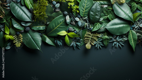 Background with green leaves. Banner layout suitable for text and advertising